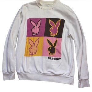 playboy white sweatshirt crew neck